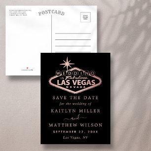 Carte Postale Faire-part Mariage élégant à Las Vegas, Sauvegarder la date