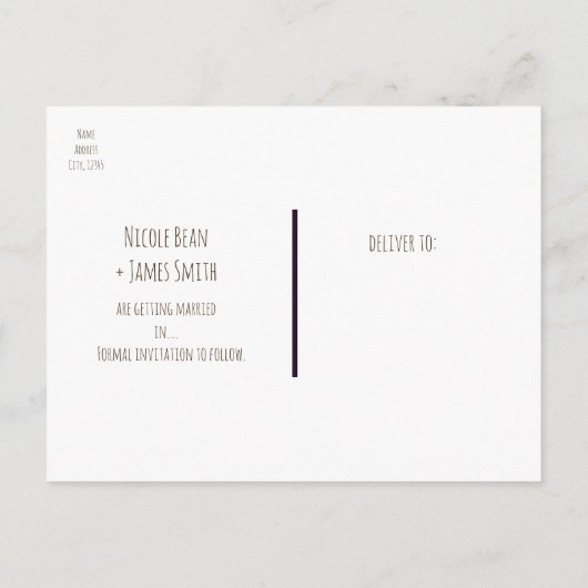 Carte Postale Faire-part Mariage Élégant Du Cône De Pin Rustique Enregistre (Dos)