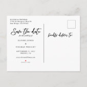 Carte Postale Faire-part Mariage élégant Enregistrer la date Script photo (Dos)