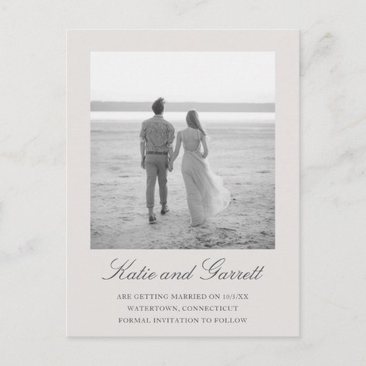 Carte Postale Faire-part Mariage élégant gris simple Enregistrer la date (Devant)