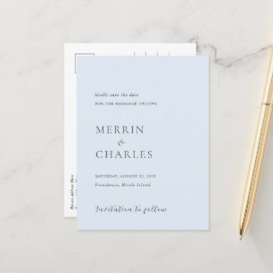 Carte Postale Faire-part Mariage élégant Merrin Sky Enregistrer la date