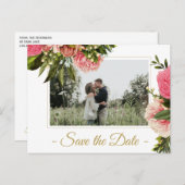 Carte Postale Faire-part Mariage élégant rustique moderne, photo, save the  (Devant / Derrière)