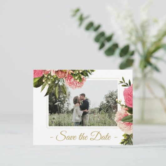 Carte Postale Faire-part Mariage élégant rustique moderne, photo, save the  (Debout devant)