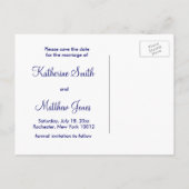 Carte Postale Faire-part Mariage Emerald Green Royal Blue Peacock Feathers (Dos)