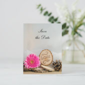 Carte Postale Faire-part Mariage en bois rose rustique Sauvez la date (Debout devant)