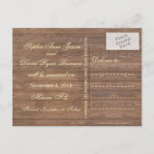 Carte Postale Faire-part Mariage en bois rustique en tonneau sculpté ENREGI (Dos)