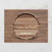 Carte Postale Faire-part Mariage en bois rustique en tonneau sculpté ENREGI (Devant)