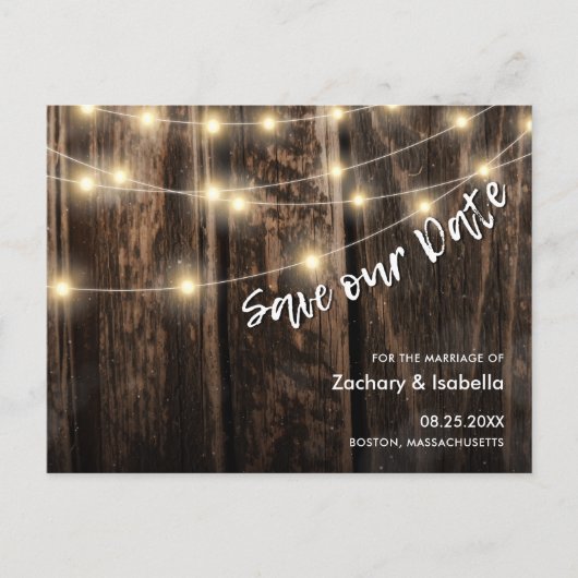 Carte Postale Faire-part Mariage en bois rustique Enregistrer la date (Devant)