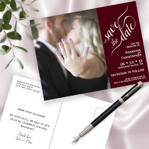 Carte Postale Faire-part Mariage en Bourgogne Enregistrez la Date Photo & C