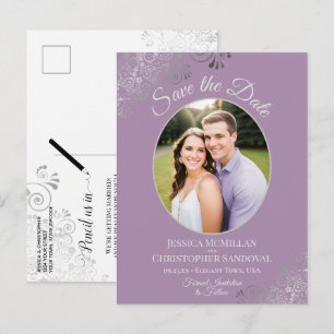 Carte Postale Faire-part Mariage en dentelle d'argent avec dentelle Enregis