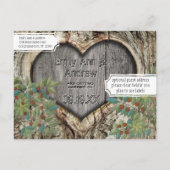 Carte Postale Faire-part Mariage en forêt Rustique Cœur dans l'arbre Enregi (Dos)