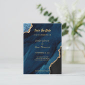 Carte Postale Faire-part Mariage en marbre moderne enregistrer la date cart (Debout devant)