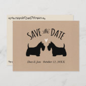 Carte Postale Faire-part Mariage en silhouettes de Terrier écossais Enregis (Devant / Derrière)