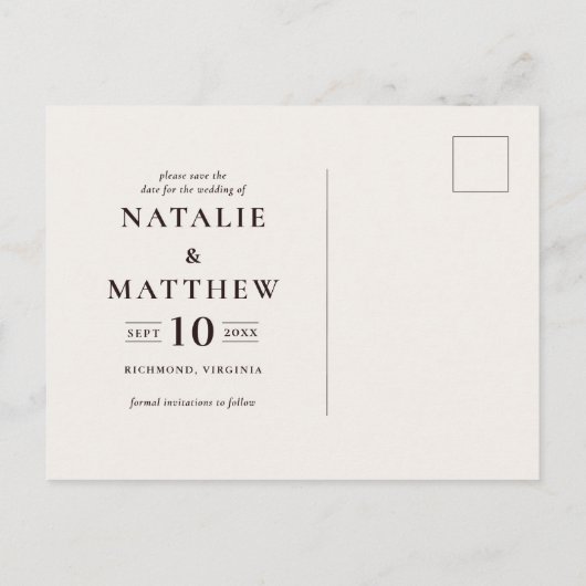 Carte Postale Faire-part Mariage en tranches de bois rustique enregistrer l (Dos)