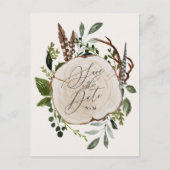 Carte Postale Faire-part Mariage en tranches de bois rustique enregistrer l (Devant)