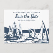 Carte Postale Faire-part Mariage en voilier nautique Enregistrer la date (Devant)