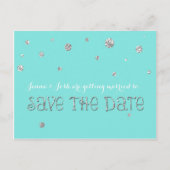 CARTE POSTALE FAIRE-PART MARIAGE ENCONFETTIS D'ARGENT SAUVEGARDEZ LA DATE (Devant)