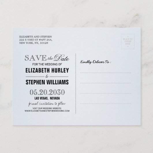 Carte Postale Faire-part Mariage Enregistrer La Date Aquarelle Plantes Succ (Dos)