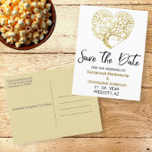 Carte Postale Faire-part Mariage Enregistrer La Date Arbre Doré Cœur