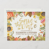 Carte Postale Faire-part Mariage Enregistrer La Date Automne Automne Feuill (Devant / Derrière)