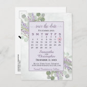 Carte Postale Faire-part Mariage Enregistrer la date Calendrier Eucalyptus  (Devant / Derrière)