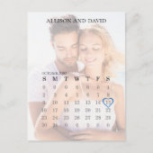 Carte Postale Faire-part Mariage Enregistrer la date Calendrier Photo 6 lig (Devant)