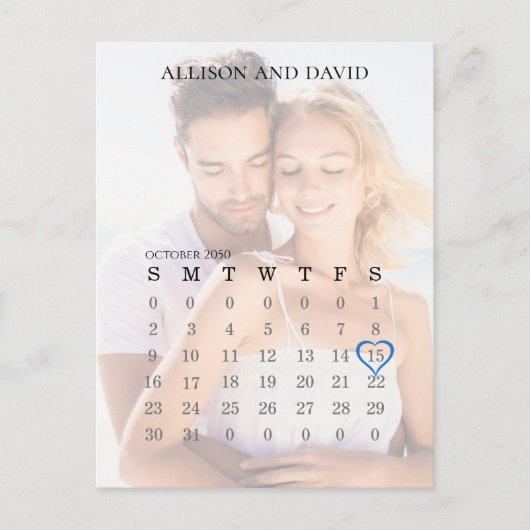 Carte Postale Faire-part Mariage Enregistrer la date Calendrier Photo 6 lig (Devant)