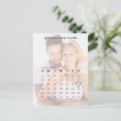 Carte Postale Faire-part Mariage Enregistrer la date Calendrier Photo 6 lig (Debout devant)