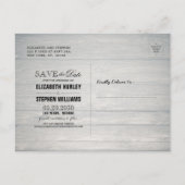 Carte Postale Faire-part Mariage Enregistrer La Date Champagne Verres Bois  (Dos)