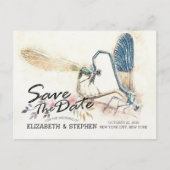 Carte Postale Faire-part Mariage Enregistrer La Date Dragonfly Mating Love  (Devant)