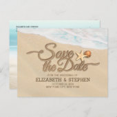 Carte Postale Faire-part Mariage Enregistrer La Date Été Sandy Beach Starfi (Devant / Derrière)