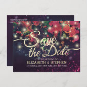 Carte Postale Faire-part Mariage Enregistrer La Date Floral Purple String L (Devant / Derrière)