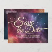 Carte Postale Faire-part Mariage Enregistrer La Date Galaxie Nébuleuse Cons (Devant / Derrière)