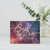 Carte Postale Faire-part Mariage Enregistrer La Date Galaxie Nébuleuse Cons (Debout devant)