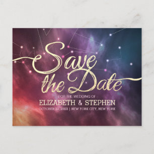Carte Postale Faire-part Mariage Enregistrer La Date Galaxy Nebula Constell