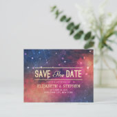 Carte Postale Faire-part Mariage Enregistrer La Date Galaxy Nebula Constell (Debout devant)