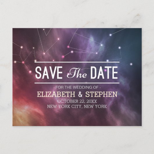 Carte Postale Faire-part Mariage Enregistrer La Date Galaxy Nebula Constell (Devant)