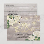 Carte Postale Faire-part Mariage Enregistrer La Date Hortensia Guirlandes d (Devant / Derrière)