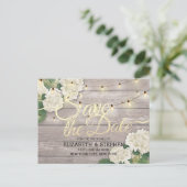 Carte Postale Faire-part Mariage Enregistrer La Date Hortensia Guirlandes d (Debout devant)