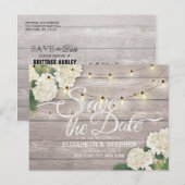 Carte Postale Faire-part Mariage Enregistrer La Date Hydrangea String Light (Devant / Derrière)