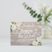 Carte Postale Faire-part Mariage Enregistrer La Date Hydrangea String Light (Debout devant)