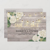 Carte Postale Faire-part Mariage Enregistrer La Date Hydrangea String Light (Devant / Derrière)