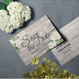 Carte Postale Faire-part Mariage Enregistrer La Date Hydrangea String Light