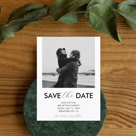 Carte Postale Faire-part Mariage Enregistrer La Date Modern Script Photo