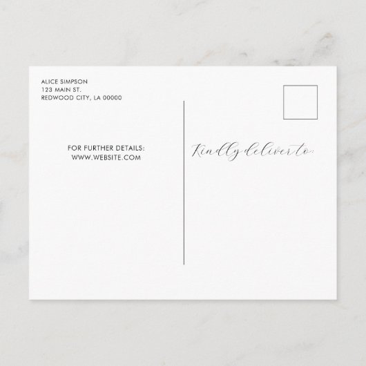 Carte Postale Faire-part Mariage Enregistrer La Date Modern Script Photo (Dos)