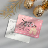 Carte Postale Faire-part Mariage Enregistrer La Date Moderne Or Ananas Coup