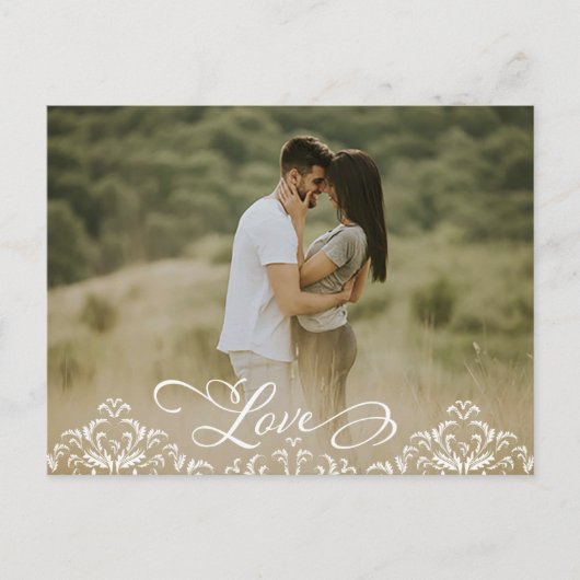 Carte Postale Faire-part Mariage Enregistrer La Date Photo Élégant Amour Mo (Devant)
