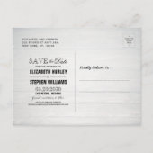 Carte Postale Faire-part Mariage Enregistrer La Date Rustique Bois Mason Lu (Dos)