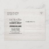 Carte Postale Faire-part Mariage Enregistrer La Date Rustique Bois Mason Lu (Dos)