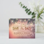 Carte Postale Faire-part Mariage Enregistrer La Date Summer Beach Palm Tree (Debout devant)